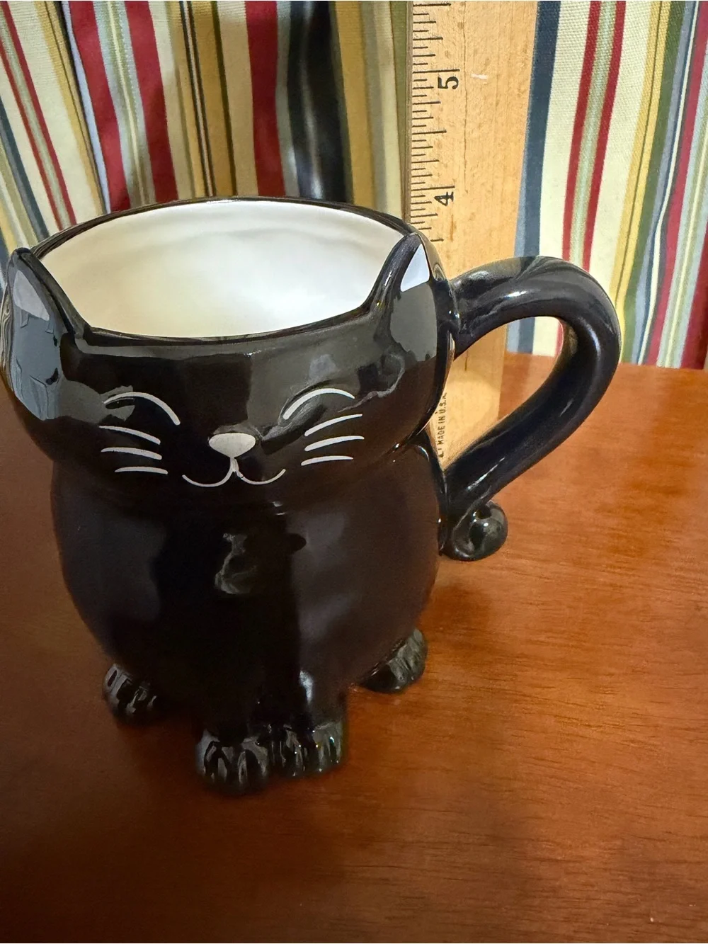 NATURAL LIFE Black Cat Ceramic Pet Bowl with Handle